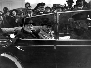 Official visit of W.S. Churchill, with Luther Frederick Milner, Lord Mayor