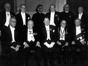 Official visit of W.S. Churchill, with Herbert Keeble Hawson, Lord Mayor, second from right