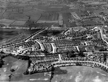 Aerial view - Crowland Road, Hereward Road (bottom of picture), Elm Lane and Deerlands Avenue (across centre)