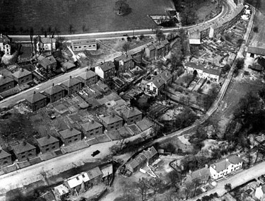 Aerial View - Laverdene Estate, Bradway / Totley including Laverdene Avenue and Queen Victoria Road, foreground, Glover Road, centre and Baslow Road in background 	