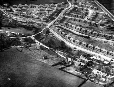 Aerial View - Laverdene Estate, Bradway / Totley including Queen Victoria Road, Laverdene Avenue and Glover Road, foreground, Mickley Lane, Green Oak Road, Aldam Road, Laverdene Drive, Laverdene Way, Laverdene Road and Baslow Road, rear 	