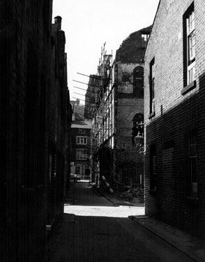 Cadman Lane looking towards Norfolk Street, demolition of Sheffield Corporation Housing Department on right