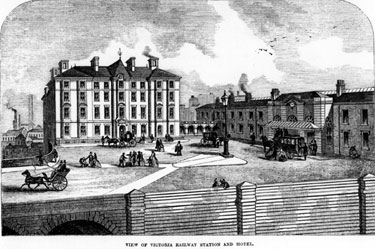Artists impression of Royal Victoria Hotel and Station, Victoria Station Road