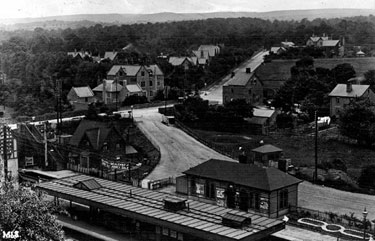 Beauchief and Abbeydale Station, around 1908, Abbey Lane and Abbeydale Road junction in background, Abbeydale Station Hotel (later Beauchief Hotel) at junction