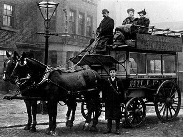 Hillfoot horse drawn bus owned by Joseph Tomlinson and Sons