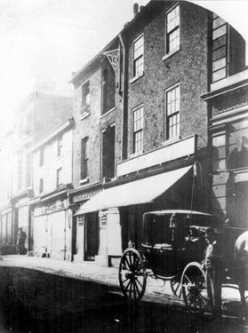 Fargate, late 1870's before rebuilding following street widening, outside Cole Brothers, department store