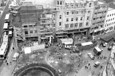 Elevated view of Fargate during the development of Orchard Square