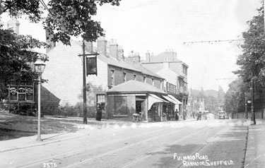Fulwood Road, Ranmoor, outside No. 396 Bull's Head Hotel and No. 394 F. Oates and Sons, butchers