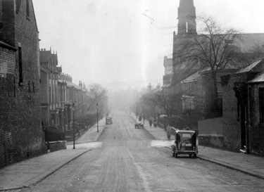 Upper Hanover Street near junction of Wilkinson Street, looking towards Hanover Street, St. Andrew's Presbyterian Church, right