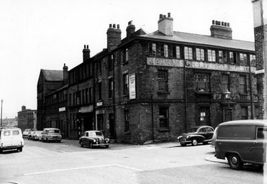 Headford Street at junction with Milton Street, former premises of John McClory and Sons, cutlery manufacturers, right