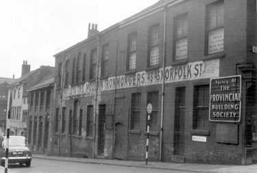 Milk Street from Norfolk Street, Nos. 43 - 45 Harry Hartley and Son Ltd., hardware store (former Milk Street Academy)