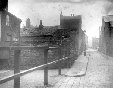 New Street Lane looking towards Court No. 3, House No. 1, left, from outside Court No.1