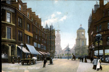 Pinstone Street from junction with Charles Street, Nos. 84 and 86 Athol Hotel, Nos. 78 and 80 Leonard Beswick, stationer