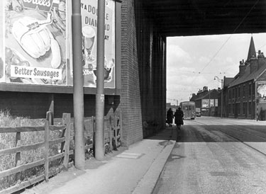 Prince of Wales Road, looking towards Darnall Congrgational Church from opposite Davy United's entrance