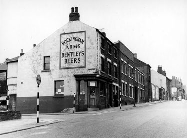 Rockingham Street and Wellington Street, No. 194 former Rockingham Arms public house. Former Select Cutlery Works in background