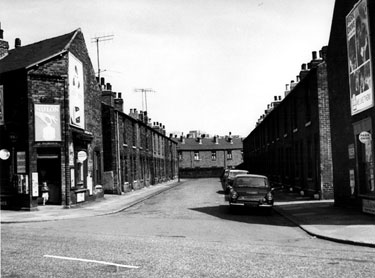 No. 58, Joseph Bownes, corner shop, Rutland Road looking down Rutland Terrace towards the rear of housing on Percy Street