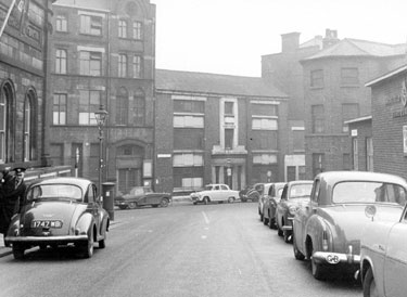 Surrey Street looking towards Arundel Street including College of Technology and Surrey House. Former School of Medicine, then occupied by Army Recruiting Offices