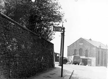 Talbot Street looking towards junction with Norfolk Road, South Street and Shrewsbury Road, showing position of bus stops later moved to Granville Road side of junction. Former United Methodist Free Church, Shrewsbury Road, Park, right
