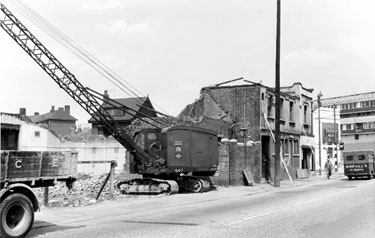Demolition of premises including Norfolk Picture Palace, Talbot Street (Duke Street and New Inn in background)