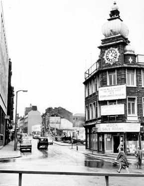 Former Newton Chambers Showrooms, Tudor House, previously known as Newton House, Furnival Street, looking towards Union Street after the demolition of The Picture House