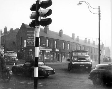 Looking towards Holywell Road at the crossroads with Upwell Street (left to right) and traffic lights on Carlisle Street East