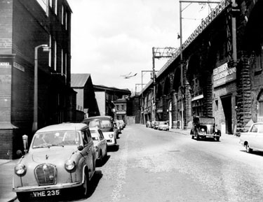 Walker Street looking towards Johnson Street with the Lep Transport Ltd., shipping agents, Wicker Arches right