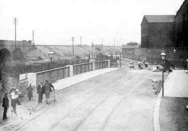 Newly constructed Brightside Bridge, Weedon Street with William Jessop and Sons Ltd., Brightside Works right