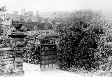 Entrance to Derwent Hall, 1891-1895. Demolished 1940's for construction of Ladybower Reservoir