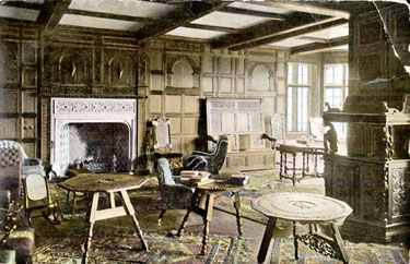 Oak panelled drawing room, Derwent Hall