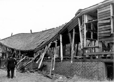Demolition of temporary tuberculosis ward at Crimicar Lane Hospital.
