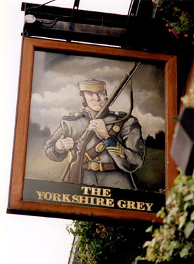 Sign for The Yorkshire Grey public house, No. 69 Charles Street