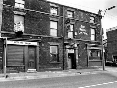 The former premises of Brian Briggs, billiard tables repairs and accessories and Nos. 66 - 68  Royal Lancers public house, Penistone Road and junction of Dixon Street