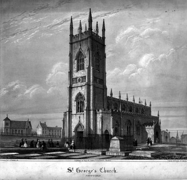 St. George C. of E. Church, Brook Hill. St. George's School, Broad Lane in background, left