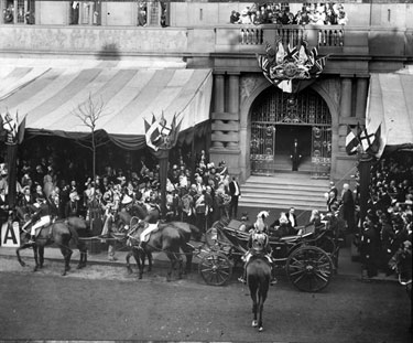 Queen Victoria arriving for the opening of the Town Hall