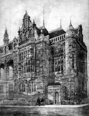 Unsuccessful design for Town Hall, Pinstone Street, by H. T. Hare