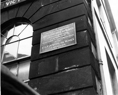 Plaque for the original building of Sheffield Hospital for Women, Victoria Chambers, No. 14 Figtree Lane