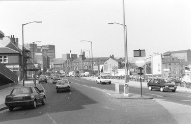 West Bar from the junction with Snig Hill and Bridge Street (right) looking towards West Bar Fire Museum (formerly West Bar Old Police and Fire Station)