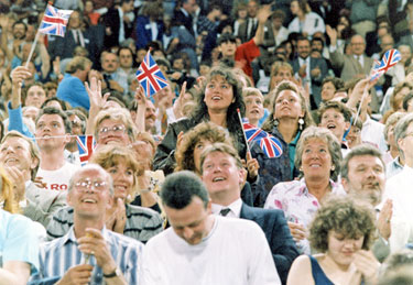 Spectators at the World Student Games opening ceremony at the Don Valley Stadium
