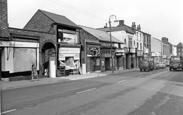Nos. 667; 671, Granny's Carpets; 673 - 683 derelict former premises of; Leslie Cass, jewellers; Walkers Shoes; F.W. Woolworth and Co. Ltd., (premises for auction), Attercliffe Road 