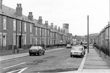 Hatherley Road, Tinsley looking towards Dundas Road with the Cooling Towers from the former Blackburn Meadows Power Station in the background