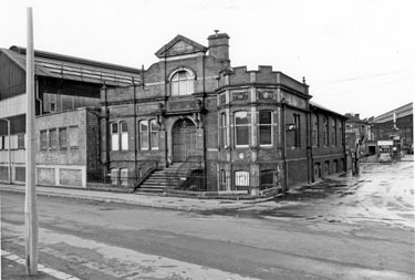 Friends Adult School, Leeds Road, Attercliffe with (left) Brown Bayley Steel Works Ltd.