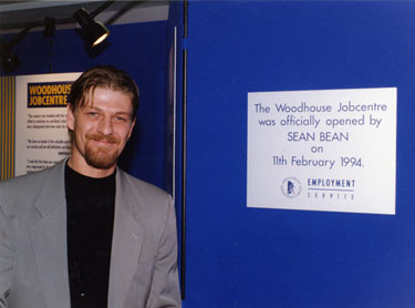 Actor, Sean Bean opening the Woodhouse Job Centre, Prospect House, Market Street 