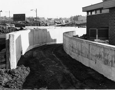 Construction of a subway near Tinsley Viaduct, M1 Motorway 