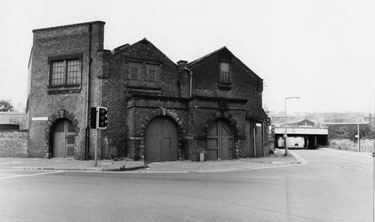Former Electricity Sub Station, junction of Brightside Lane (left) and Newhall Road looking towards Newhall Road Railway Bridge