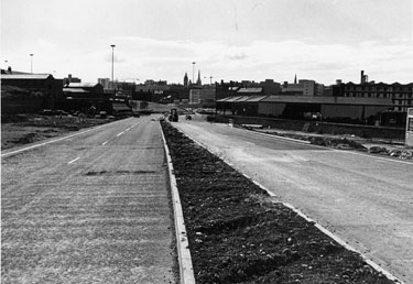 Construction of Sheffield Parkway looking towards Park Square