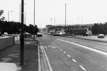 Penistone Road North looking towards the junction with Herries Road left and Sheffield Wednesday F.C., Hillsborough Football Ground