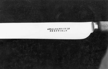 Trademark on a knife made by Harry Brearley's Company, The Amalgams Co. Ltd