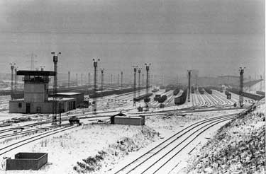 Snow at Tinsley Marshalling Yards during rail strike