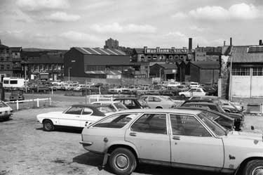 Spring Street looking towards H. Shaw and Son, magnet tool manufacturers, Anchor Works and WooLlen and Co, sign manufacturer,  Love Street