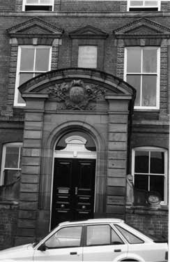 Doorway of Provincial House, (formerly St. Vincents Presbytery), Solly Street at the junction with Garden Street